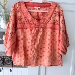 ❌SOLD ❌Oli & Hali Peach Floral Blouse
